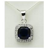 Cushion Cut 2.50 ct Sapphire Pendant