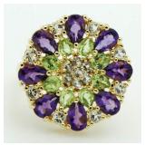 Elegant 8.40 ct Amethyst & Peridot Designer Ring