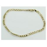 10kt Gold 8" Figaro Bracelet