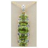 Genuine Peridot & Diamond Accent Pendant