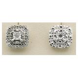 Cushion Cut Diamond Accent Earrings