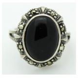 Cabechon Black Lapis Estate Ring