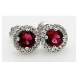 Round 2.00 ct Ruby Solitaire Earrings