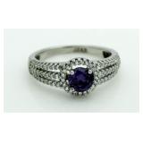 Brilliant Amethyst Triple Shank Solitaire Ring