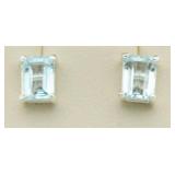 Emerald Cut 2.00 ct Blue Topaz Earrings