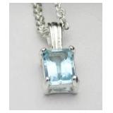 Emerald Cut 1.00 ct Blue Topaz Pendant