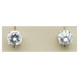 Brilliant 1.00 ct White Topaz Solitaire Earrings