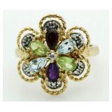 Genuine Gemstone & Diamond Accent Ring