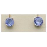 Genuine 1.00 ct Tanzanite Solitaire Earrings