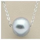 Gray Pearl Tension Set Sterling Silver Necklace