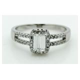 Emerald Cut 1.00 ct White Topaz Solitaire Ring