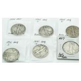 (6) Walking Liberty Silver Half Dollars