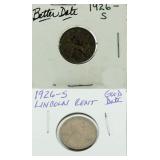 (2) 1926-S Lincoln Cents *Better Dates