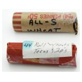 (2) Rolls of (42) & (44) Mixed Date Wheat Cents