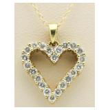 18kt Gold 1.00 ct Diamond Heart Pendant