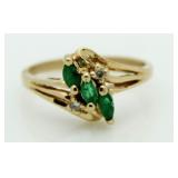 14kt Gold Genuine Emerald & Diamond Childs Ring