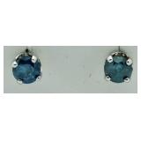 14kt Gold Briliant 1.29 ct Blue Diamond Earrings