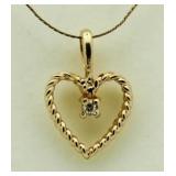 14kt Gold Diamond Heart Solitaire Pendant