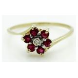 14kt Gold Genuine Ruby & Diamond Estate Ring