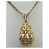 14kt Gold Large Pineapple Necklace