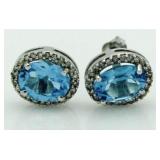 10kt Gold 4.62 ct Blue Topaz & Diamond Earrings