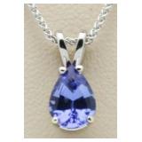 14kt Gold Ceylon Sapphire Pear Cut Pendant