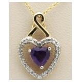 Beautiful 1.00 ct Amethyst Heart Pendant