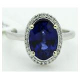 14kt Gold Oval 4.26 ct Sapphire & Diamond Ring