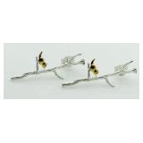 Bird on Birch Branch Earrings