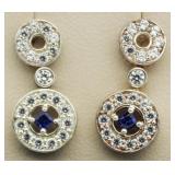 Elegant Blue & White Sapphire Earrings