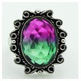 Vintage Style 6.80 ct Watermelon Tourmaline Ring