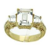 Stunning White Topaz Emerald Cut Ring