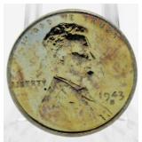 1943-S Gem BU Toned Lincoln Steel Cent