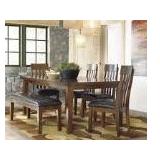 Ashley  Cherry Farmhouse Table, 4 Chairs & Bench