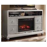 Elements Silver Designer Media Stand w/ fireplace