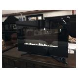 Electric Glass Front Fireplace w/ White Rocks