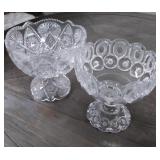 2 heavy deco glass bowls