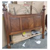 King size head board with metal work on top