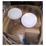 Box of new dishes, bowls, plates, etc