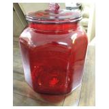 Red glass medium-sized peanuts jar