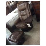 Leather Pressback Chair & Ottoman