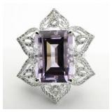 14kt Gold 16.08 ct Amethyst & Diamond Ring