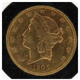 Rare 1905-S Liberty $20 Gold Piece