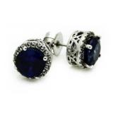 $650 Platilite 4.00 ct Sapphire Solitaire Earrings