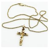 14kt Gold Large Cross Pendant & Necklace