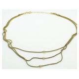 14kt Gold QUALITY Triple Strand Necklace