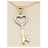 14kt Gold Diamond Accent Key Pendant