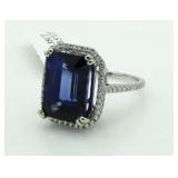 14kt Gold 10.92 ct Sapphire & Diamond Ring