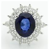 14kt Gold Oval 8.04 ct Sapphire & Diamond Ring