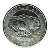 2015 Canada 1.25 Oz. Bison $8 Silver Argent Pur